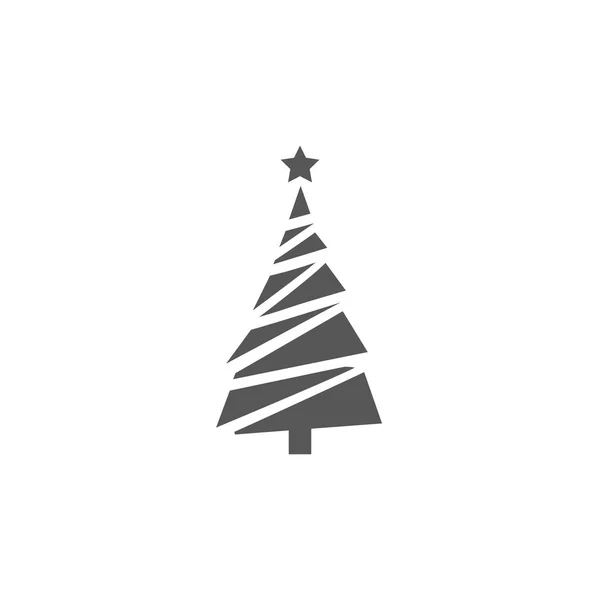 Choinka. Ikona drzewa w płaskim wzorze. Boże Narodzenie w tle kreskówki. Wesołej świerkowej jodły. Zimowa ilustracja odizolowana na białym. Sosna. — Wektor stockowy