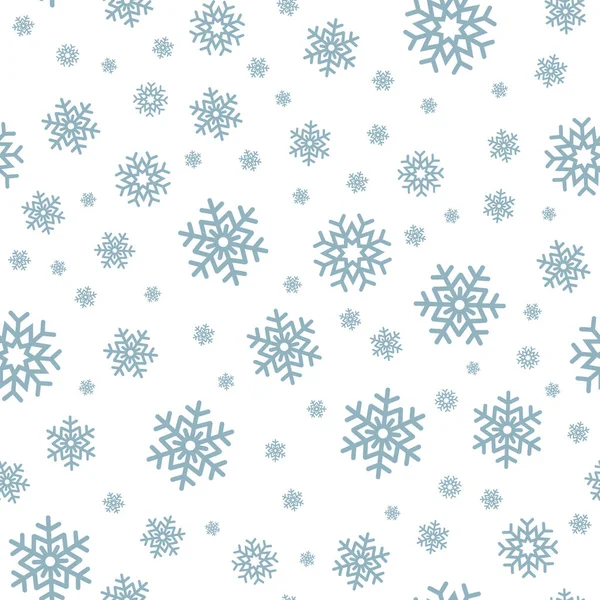 Sneeuwvlok naadloze patroon. Sneeuw op witte achtergrond. Abstract behang, inwikkeling van decoratie. Symbool van de winter, Merry Christmas vakantie, gelukkig Nieuwjaar viering vectorillustratie. — Stockvector