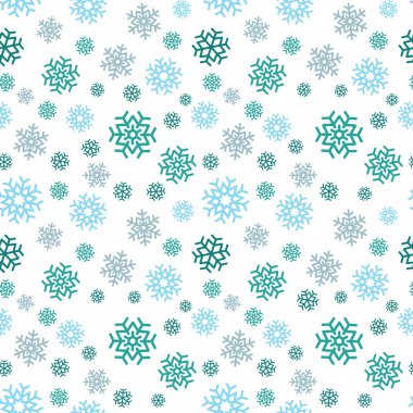 Kar tanesi seamless modeli. Beyaz arka plan üzerinde kar. Soyut duvar kağıdı, dekorasyon sarma. Sembol kış, neşeli Noel tatili, mutlu yeni yıl kutlama vektör çizim.