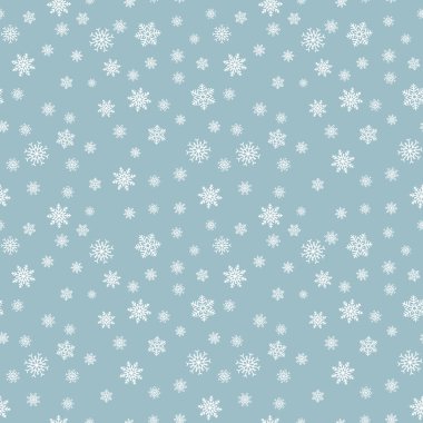 Kar tanesi seamless modeli. Beyaz arka plan üzerinde kar. Soyut duvar kağıdı, dekorasyon sarma. Sembol kış, neşeli Noel tatili, mutlu yeni yıl kutlama vektör çizim.