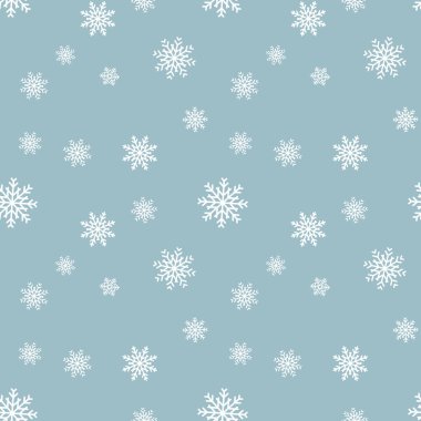 Kar tanesi seamless modeli. Beyaz arka plan üzerinde kar. Soyut duvar kağıdı, dekorasyon sarma. Sembol kış, neşeli Noel tatili, mutlu yeni yıl kutlama vektör çizim.