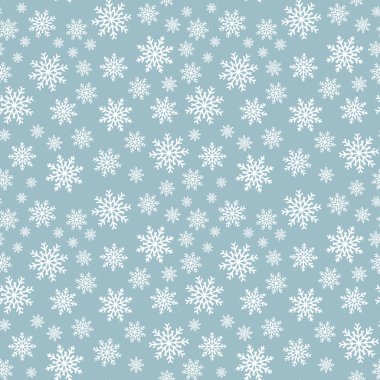 Kar tanesi seamless modeli. Beyaz arka plan üzerinde kar. Soyut duvar kağıdı, dekorasyon sarma. Sembol kış, neşeli Noel tatili, mutlu yeni yıl kutlama vektör çizim.