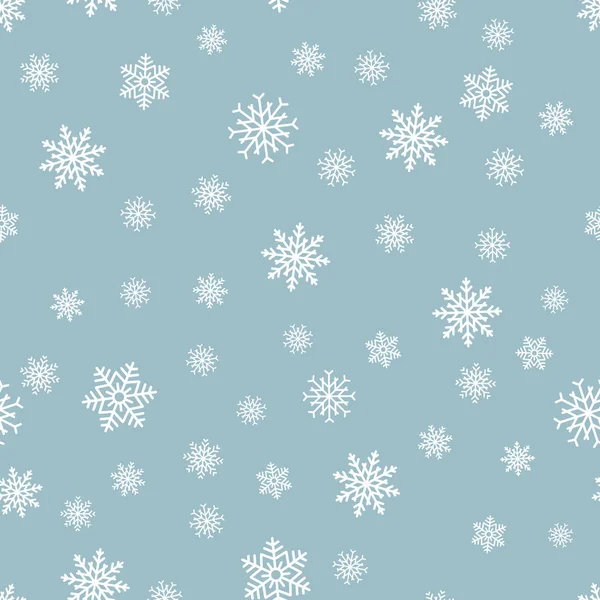 Schneeflockenmuster nahtlos. Schnee auf weißem Hintergrund. abstrakte Tapeten, Verpackungsdekoration. Symbol Winter, frohe Weihnachten, frohes neues Jahr Feier Vektor Illustration. — Stockvektor