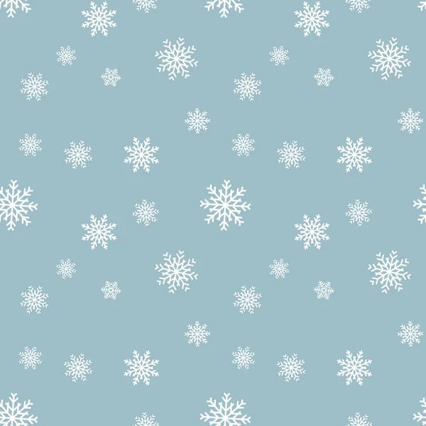 Schneeflockenmuster nahtlos. Schnee auf weißem Hintergrund. abstrakte Tapeten, Verpackungsdekoration. Symbol Winter, frohe Weihnachten, frohes neues Jahr Feier Vektor Illustration. — Stockvektor