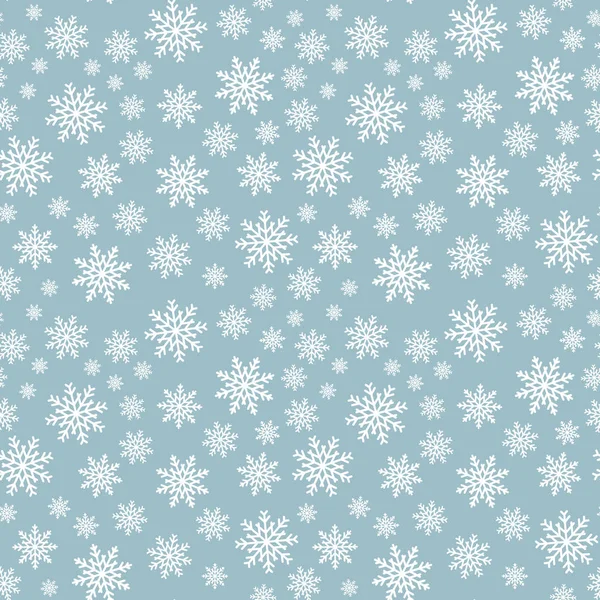 Snöflinga sömlösa mönster. Snö på vit bakgrund. Abstrakt tapet, inslagning dekoration. Symbolen vinter, god jul semester, gott nytt år firande vektorillustration. — Stock vektor