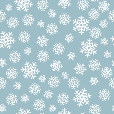 Kar tanesi seamless modeli. Beyaz arka plan üzerinde kar. Soyut duvar kağıdı, dekorasyon sarma. Sembol kış, neşeli Noel tatili, mutlu yeni yıl kutlama vektör çizim.