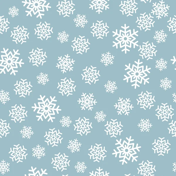 Sneeuwvlok naadloze patroon. Sneeuw op witte achtergrond. Abstract behang, inwikkeling van decoratie. Symbool van de winter, Merry Christmas vakantie, gelukkig Nieuwjaar viering vectorillustratie. — Stockvector