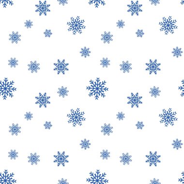 Kar tanesi seamless modeli. Beyaz arka plan üzerinde kar. Soyut duvar kağıdı, dekorasyon sarma. Sembol kış, neşeli Noel tatili, mutlu yeni yıl kutlama vektör çizim.