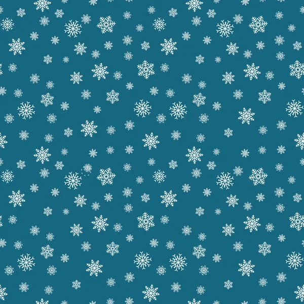 Modèle sans couture flocon de neige. Neige sur fond blanc. Papier peint abstrait, décoration enveloppante. Symbole hiver, Joyeux Noël, Bonne Année Illustration vectorielle . — Image vectorielle