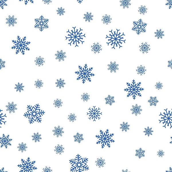 Snöflinga sömlösa mönster. Snö på vit bakgrund. Abstrakt tapet, inslagning dekoration. Symbolen vinter, god jul semester, gott nytt år firande vektorillustration. — Stock vektor