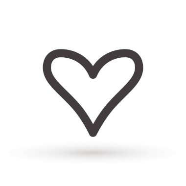 Kalp ikonu, aşk konsepti, çizgisel ikon ince gri çizgi. Kalp şekli vektörü, gri simge. Aşk sembolü grafik tasarımı..