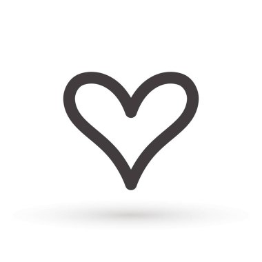 Kalp ikonu, aşk konsepti, çizgisel ikon ince gri çizgi. Kalp şekli vektörü, gri simge. Aşk sembolü grafik tasarımı..