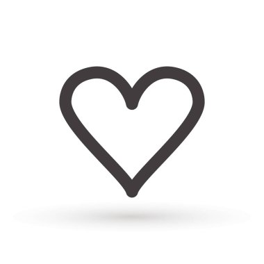 Kalp ikonu, aşk konsepti, çizgisel ikon ince gri çizgi. Kalp şekli vektörü, gri simge. Aşk sembolü grafik tasarımı..