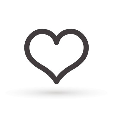 Kalp ikonu, aşk konsepti, çizgisel ikon ince gri çizgi. Kalp şekli vektörü, gri simge. Özet aşk sembolü grafik tasarımı.