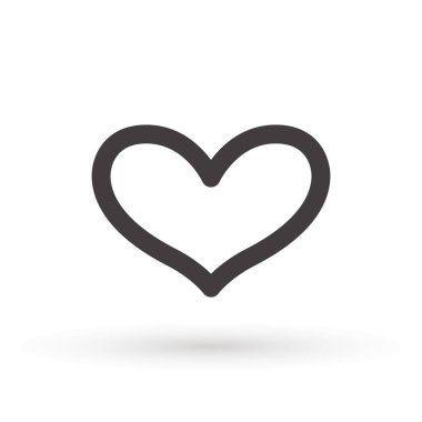 Kalp ikonu, aşk konsepti, çizgisel ikon ince gri çizgi. Kalp şekli vektörü, gri simge. Özet aşk sembolü grafik tasarımı.