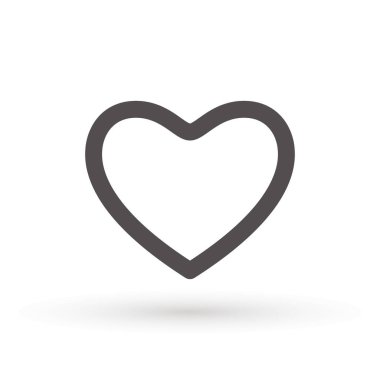 Kalp ikonu, aşk konsepti, çizgisel ikon ince gri çizgi. Kalp şekli vektörü, gri simge. Özet aşk sembolü grafik tasarımı.