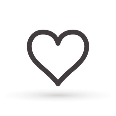 Kalp ikonu, aşk konsepti, çizgisel ikon ince gri çizgi. Kalp şekli vektörü, gri simge. Özet aşk sembolü grafik tasarımı.