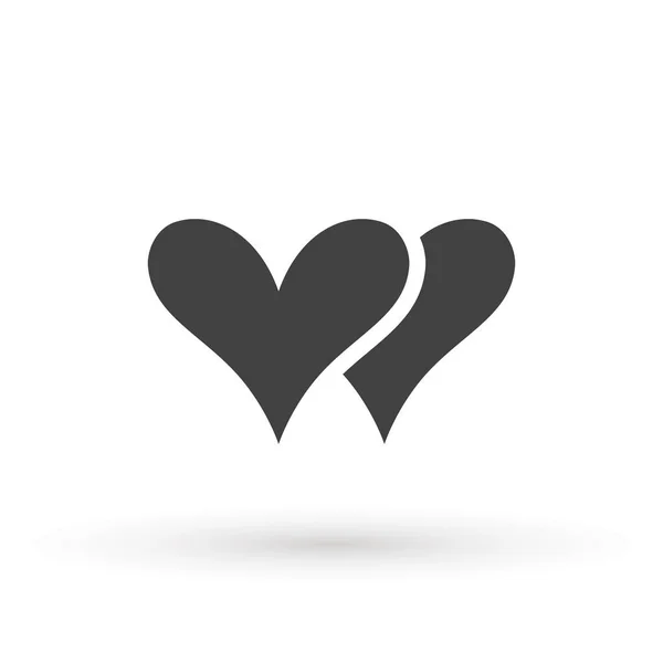 Two lovers hearts. Love symbol. Double heart Icon Vector. Valentine Icon Drawing. — Stock Vector