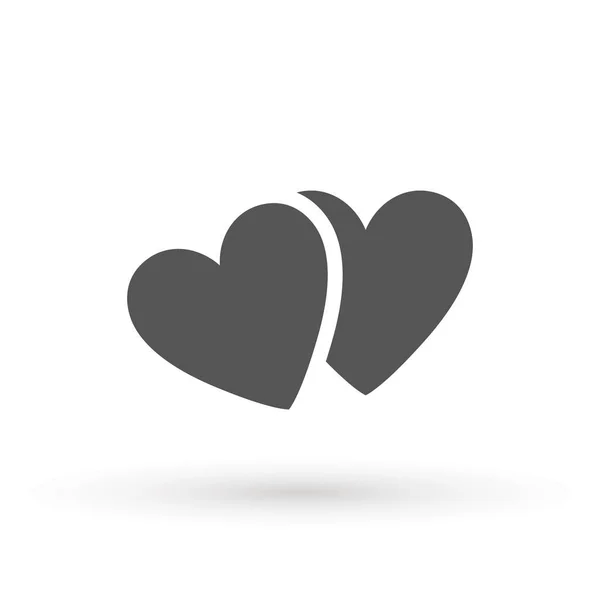 Two lovers hearts. Love symbol. Double heart Icon Vector. Valentine Icon Drawing. — Stock Vector