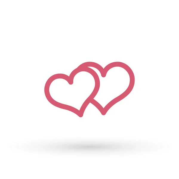 Dois corações de amantes. Símbolo de amor. Duplo coração Ícone Vector. Desenho de Ícone Valentine . — Vetor de Stock