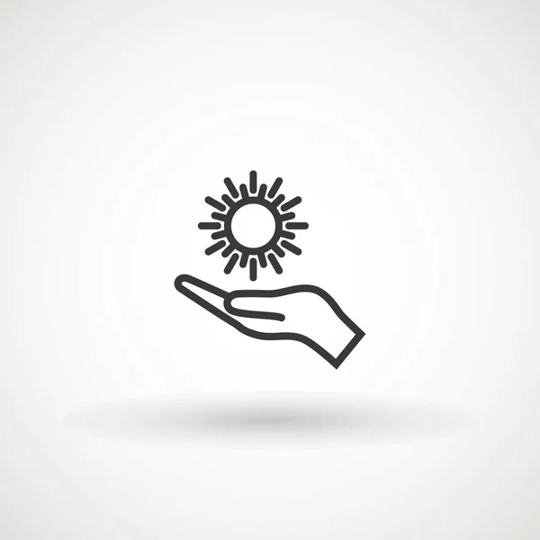 Hand schützenden Sonnensymbol Lager Vektor. Wetter-Logo. Hand hält die Sonne — Stockvektor