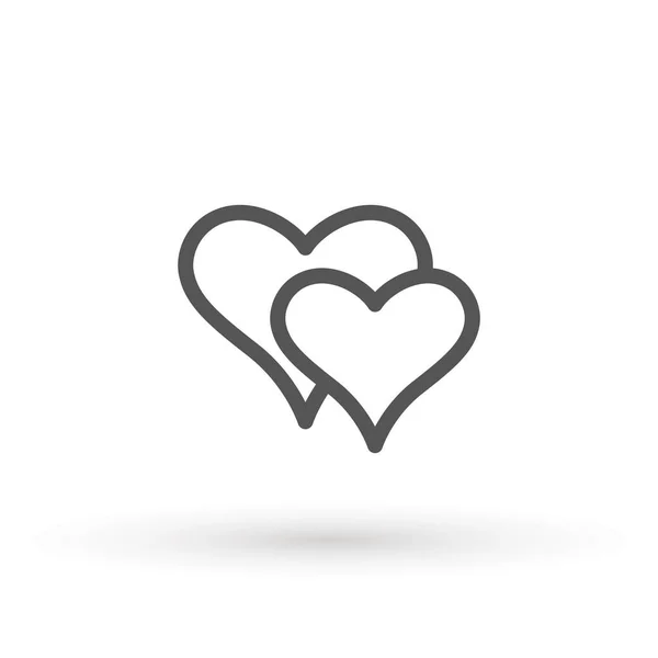 Two lovers hearts. Love symbol. Double heart Icon Vector. Valentine Icon Drawing. — Stock Vector