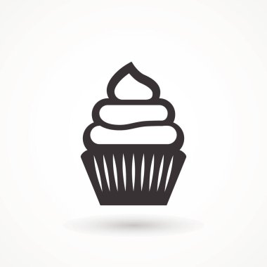 Vanilyalı kremalı kek ikonu resimli pasta fırın pasta ikonu logosu izole edilmiş arka planda tatlı yemek sembolü