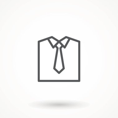Gömlek Simgesi, Kumaş Simgesi, Yakalı Üst Vücut Giysisi, Kollar ve Kelepçeler Vector Art Illustration Folded Shirt Line ikonu. Erkek giyiminin modern vektör çizimi.