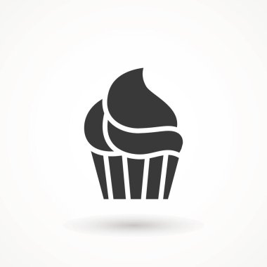 Vanilyalı kremalı kek ikonu resimli pasta fırın pasta ikonu logosu izole edilmiş arka planda tatlı yemek sembolü