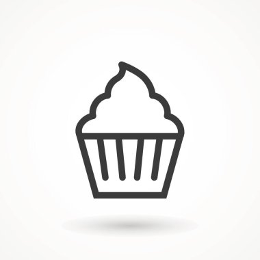 Vanilyalı kremalı kek ikonu illüstrasyon pastacılık fırın pasta çizgisi simgesi izole arka planda işaret logosu Tatlı yemek sembolü