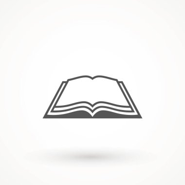 Okuma satırı simgesi, beyaz arkaplan üzerinde Kitap Vektörü Web - eğitim simgesi için açık kitap vektör simgesinin basit çizimi