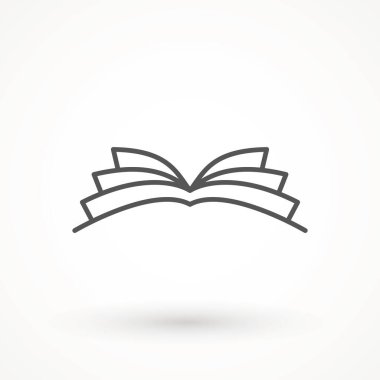 Okuma satırı simgesi, beyaz arkaplan üzerinde Kitap Vektörü Web - eğitim simgesi için açık kitap vektör simgesinin basit çizimi