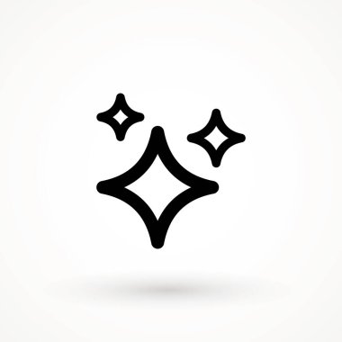 Parlak simge, parlak parlak yıldız simgesi parıldayan parıltı simgesi basit tasarım yıldızlar beyaz arka planda izole edilmiş.