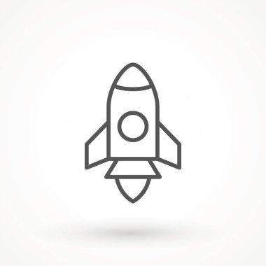Roket illüstrasyonunu başlat. Gelecekçi uzay gemisi geçmişi. İş Dünyası uzay gemisi simgesini başlat
