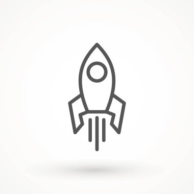 Roket illüstrasyonunu başlat. Gelecekçi uzay gemisi geçmişi. İş Dünyası uzay gemisi simgesini başlat