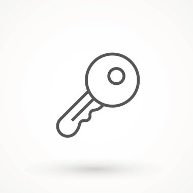 Anahtar değiştirilebilir vuruş simgesi, ana hat simgesi izole edildi. Kapatıp açıyorum. Düz tabela ve sembol. Kapı kilitleniyor ve açılıyor. Klasik anahtar resim, vektör illüstrasyonu.