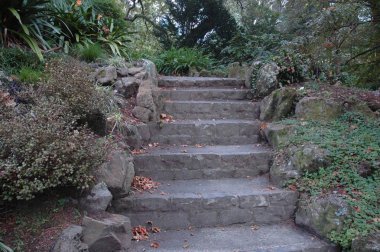 Mavi ve beyaz makine bir bulutlu gökyüzü karşı görülür. Çevredeki binalara cüceler. Bazı ağaçlar bir yana vardır.
