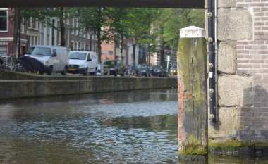 Tüm tur sarı peynir raflarda depolanır. Ahşap raflar kahverengi ve beyaz duvara mesafedir. Satırları bir geometrik desen oluşturmak.