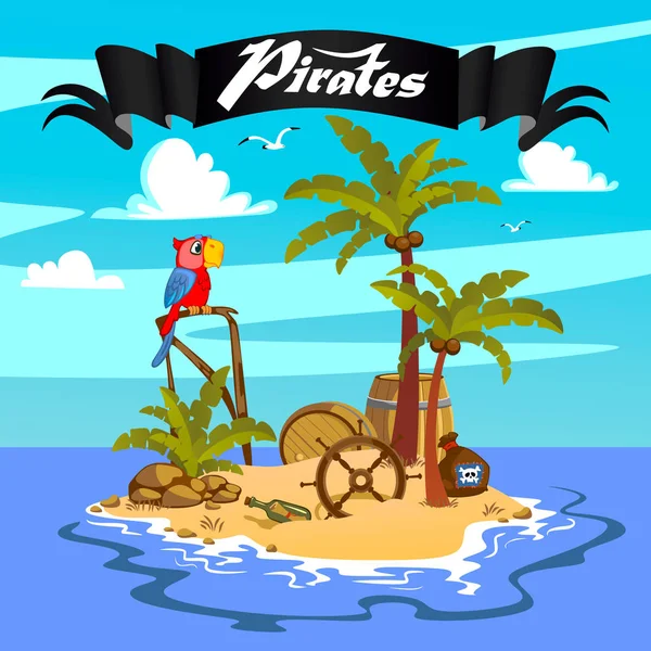 Treasure Island Tesouro Ilha Pirata — Vetor de Stock