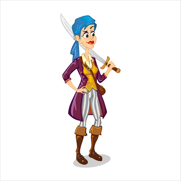 Девушка Пират Корсар Мечом — стоковый вектор