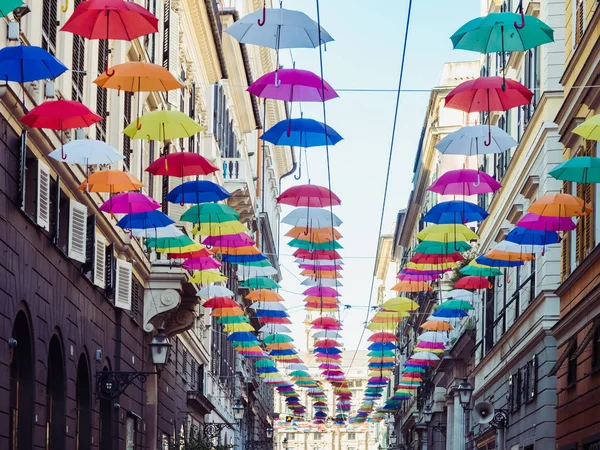 Multicolored, bright umbrellas — Stock Photo, Image