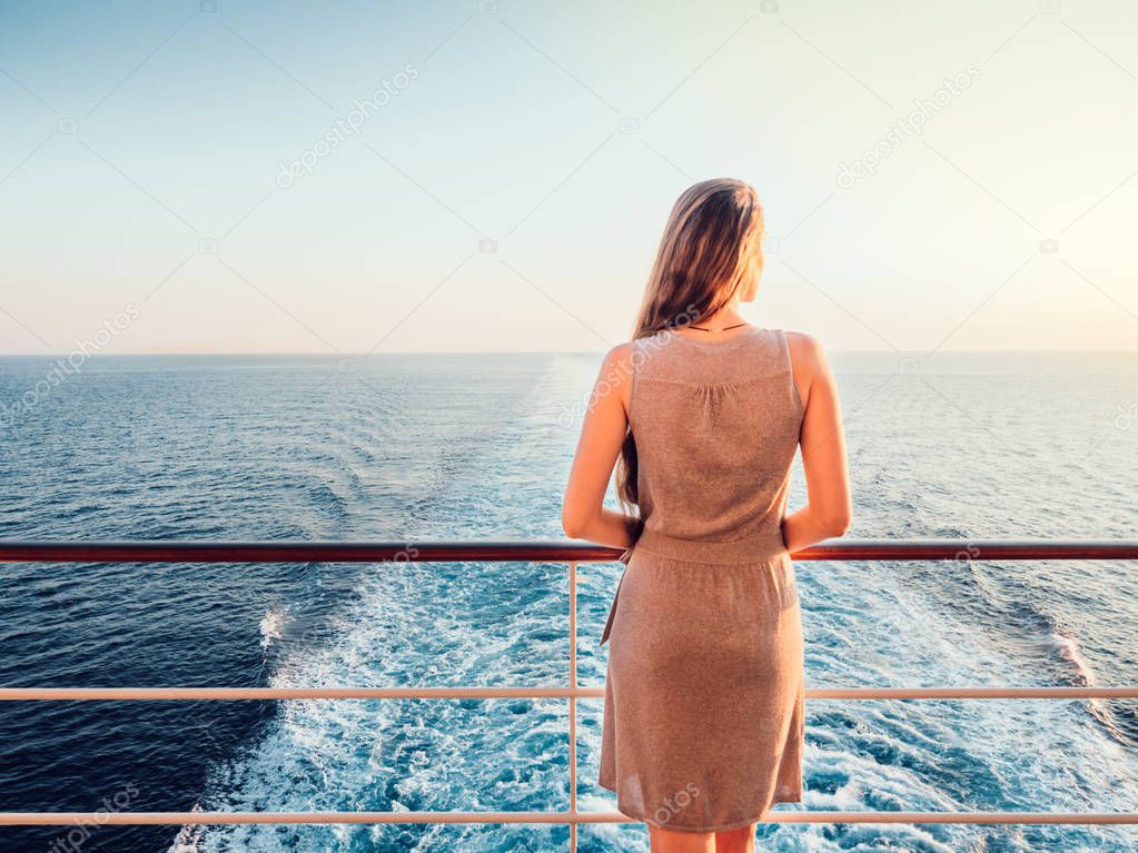 Stylish woman on an empty deck