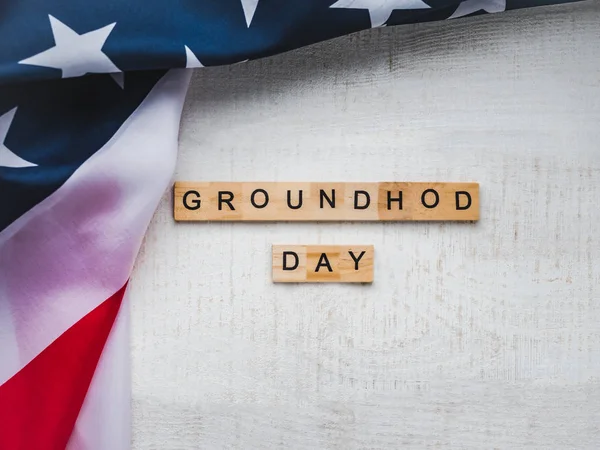 Groundhog Dag Bakgrund Närbild Top Visa Isolerade Grattis Till Vänner — Stockfoto