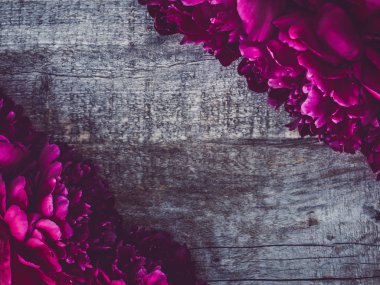 Güzel, bahar çiçekleri eski tahtaları üzerinde yalan