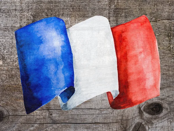 Franska Flaggan Härligt Gratulationskort Närbild Uppifrån Nationellt Semesterkoncept Grattis Till — Stockfoto