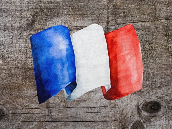Французький Прапор Чудова Листівка Вітання Збільшений Вид Зверху Концепція Національного — стокове фото