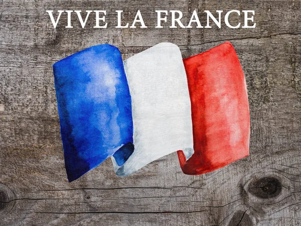Fransız Bayrağı Güzel Vatansever Kartı Yakın Çekim Yukarıdan Görüş Ulusal — Stok fotoğraf