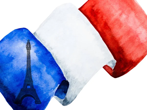 Bandera Francia Bonita Tarjeta Patriótica Primer Plano Vista Desde Arriba —  Fotos de Stock