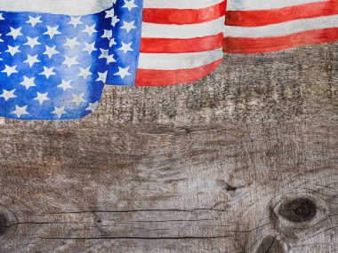 Amerikan Bayrağı. Güzel tebrik kartı. Yakın çekim, yukarıdan görüş. Ulusal tatil konsepti. Ailen, akrabaların, arkadaşların ve meslektaşların için tebrikler.