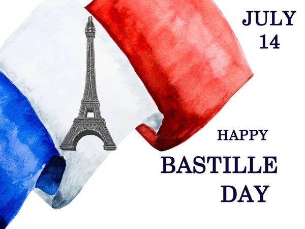 フランス国旗 美しい愛国カードだ クローズアップ 上からの眺め 国民の祝日の概念 同僚へのお祝い — ストック写真